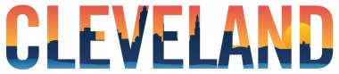 Metin içinde Cleveland silueti izole vektör grafik