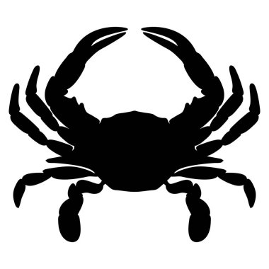 Crab silhouette overhead view vector graphic with very clean lines isolated for easy editing