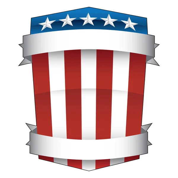 Patriótico Vermelho Branco Azul Estrelas Listras Escudo Orgulho Americano Com — Vetor de Stock