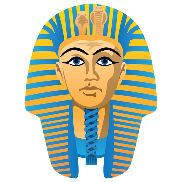 Egyptian Golden Pharaoh Burial Mask Bold Colors Isolated Vector Illustration — Stock Vector