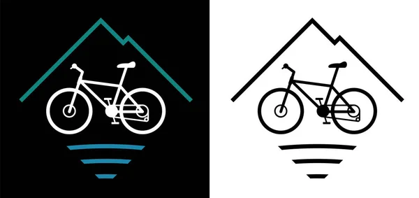 트레일 스타일의 자전거 아이콘 실루엣을 특징으로 색상과 블랙의 현대적인 자전거 — 스톡 벡터