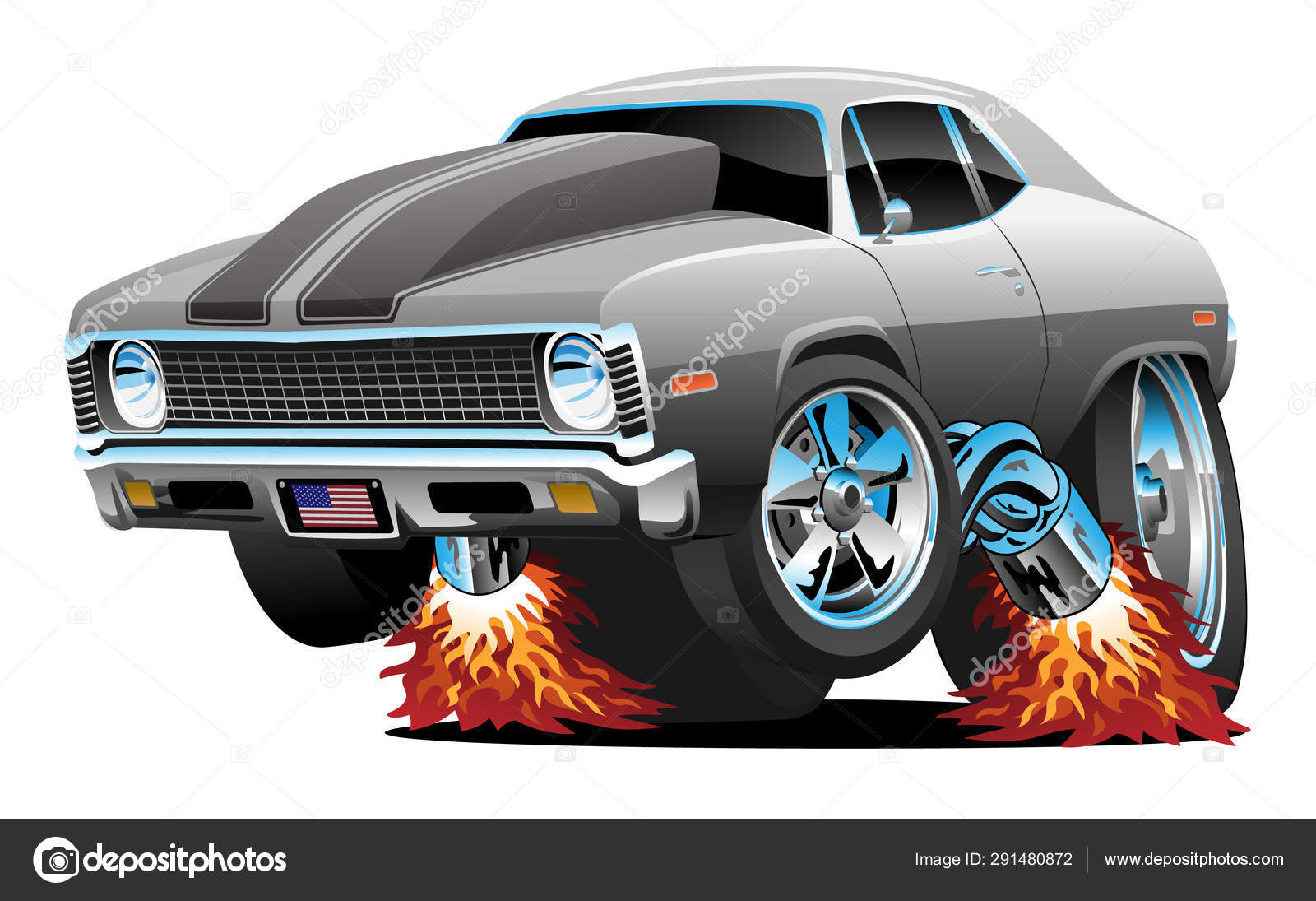 Hot · rod · carro · de · corrida · motor · desenho · animado · legal ·  muscle · car - ilustração de vetor © jeff_hobrath (#8428036)