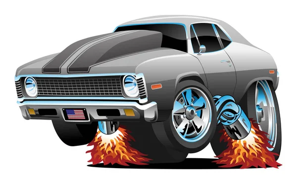 Spier Auto Hot Rod Cartoon Geïsoleerd Vector Illustratie — Stockvector