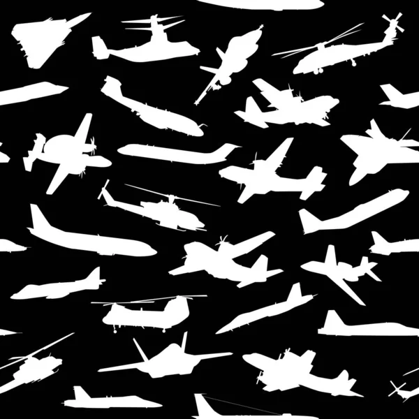 飞机剪影航空主题无缝重复模式矢量 — 图库矢量图片