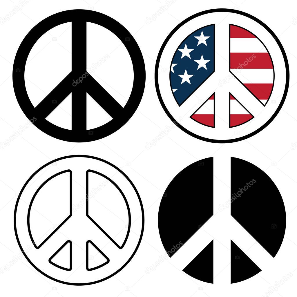 Peace Sign Symbols Isolated Vector Illustration 