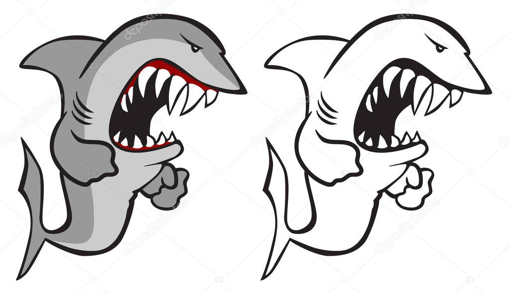 Shark Cartoon Isolated Vector Illustration