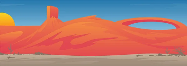 Beautiful Southwestern USA Desert Valley Landscape Scene Vector Illustration