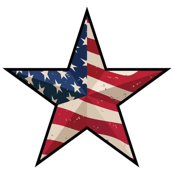 American Patriotic Barn Star Con Estrellas Antiguas Rayas Ilustración Vectorial — Archivo Imágenes Vectoriales