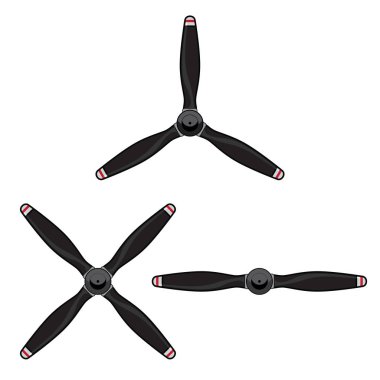 Aircraft Propeller Group with Two Blade, Three Blade and Four Blade Propellers, Isolated Vector Illustration clipart