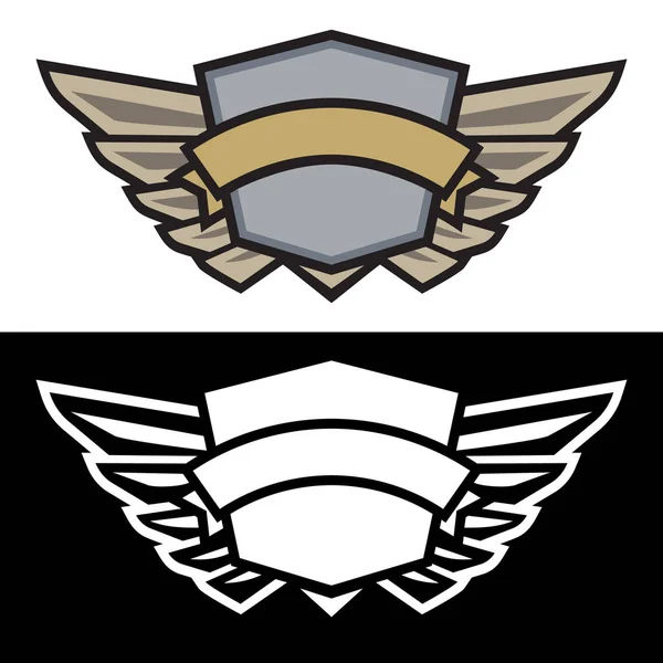 Logo Escudo Alado Con Banner Diseño Simple Nítido Con Colores — Archivo Imágenes Vectoriales