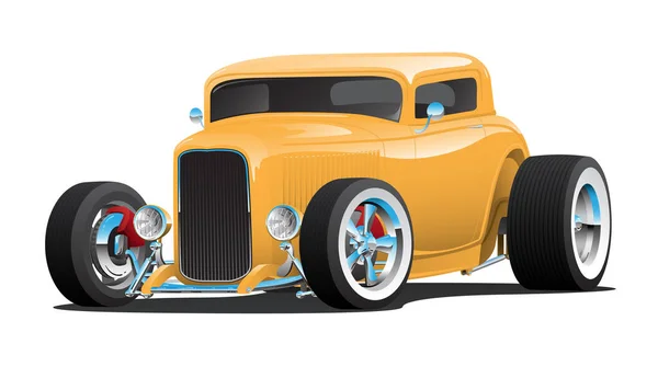 Classic American Costume Vintage Carro Hotrod Pintura Amarela Legal Telhado — Vetor de Stock