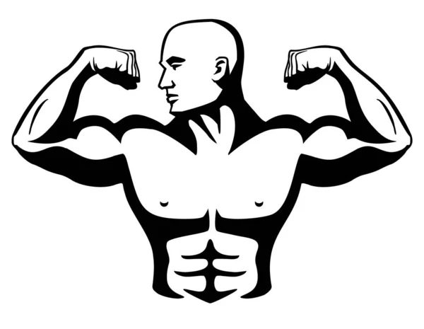 Männlicher Bodybuilder Der Muskeln Anspannt Isolierte Vektorillustration — Stockvektor