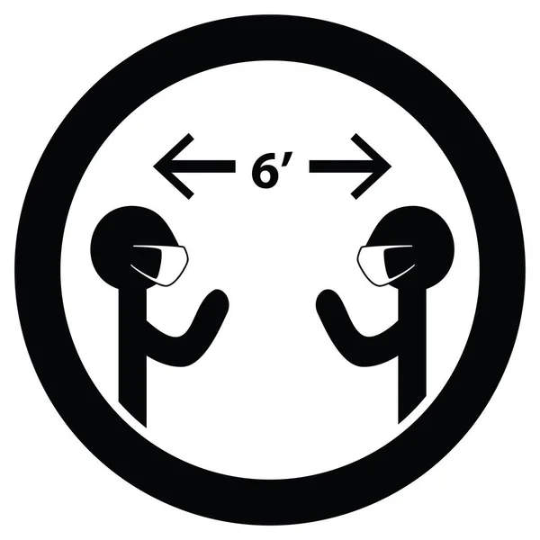 Mantenha Afastamento Social Seis Pés Separados Use Sinal Máscara Isolado —  Vetores de Stock