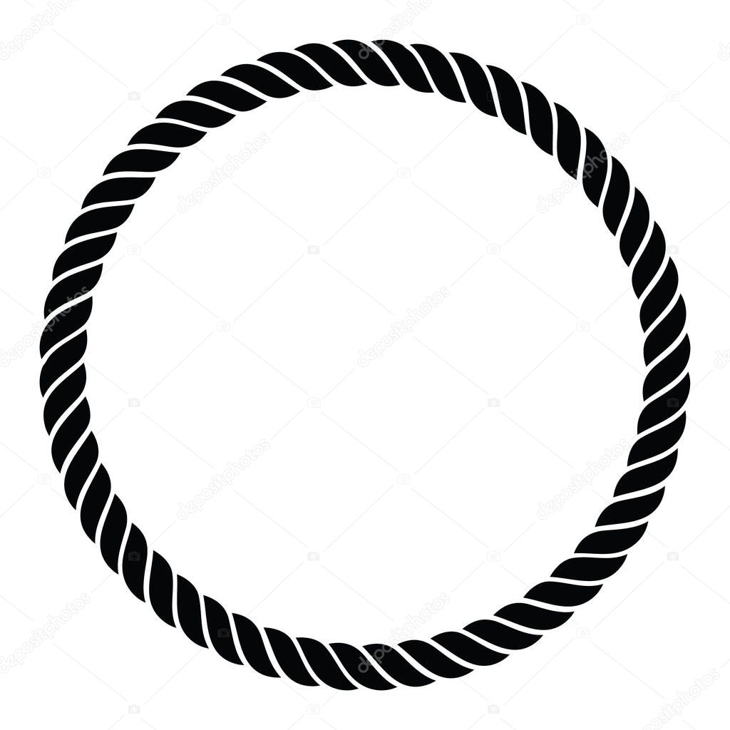 Single Rope Braided Twisted Line in a Perfect Circle Isolated Vector Illustration