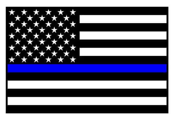 Eua Polícia Linha Azul Bandeira Isolado Vetor Ilustração — Vetor de Stock