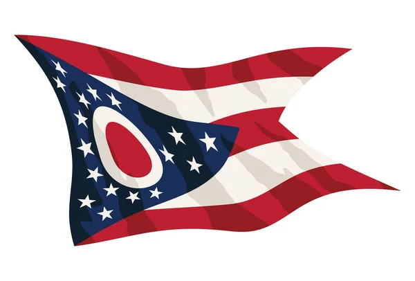 State Ohio Flag Waving Isolated Vector Illustration — 스톡 벡터