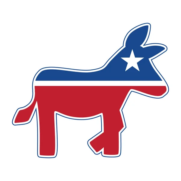 Democratic Donkey Red White Und Blue Political Isolated Vector Illustration — Stockvektor