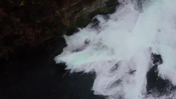 Beautiful Aerial View Rhine Falls Most Powerful Waterfall Switzerland Europe — Stockvideo
