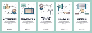 Vektör hat sanat web ve mobil uygulaması şablonu ayarla