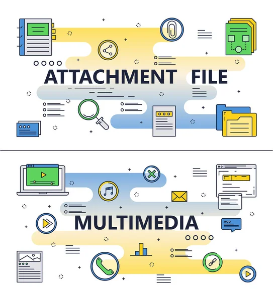 Vektör hat sanat dosya eki multimedya şablonları