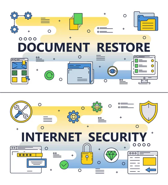 Vector linha arte documento restaurar cartaz banner — Vetor de Stock