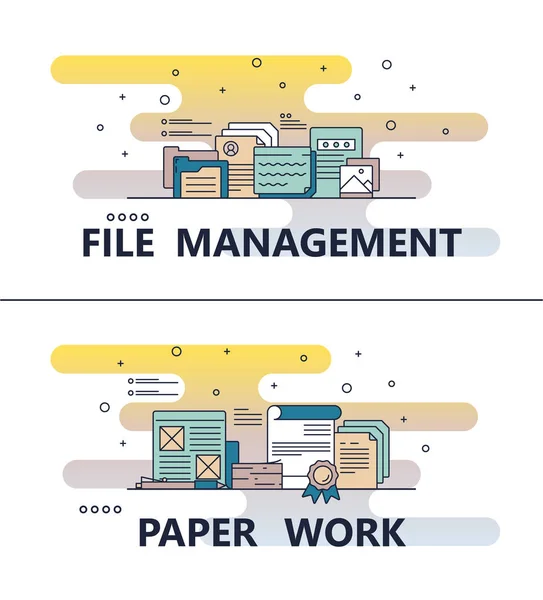 Vektor art file management papírmunka sablonja — Stock Vector