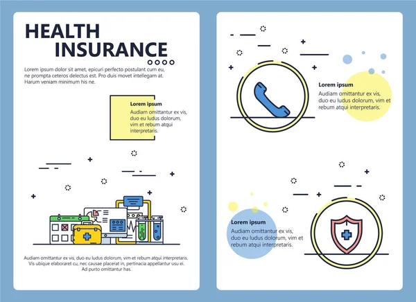 Vektor Linie Kunst Krankenversicherung Plakatvorlage — Stockvektor