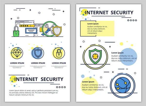 Vector lijnwerk internet beveiliging poster banner — Stockvector