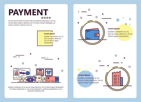 Plantilla de pancarta de pago de arte de línea vectorial — Vector de stock