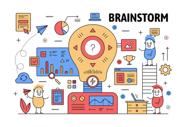 Λεπτή γραμμή διάνυσμα καταιγισμός ιδεών πρότυπο banner αφίσα — Διανυσματικό Αρχείο