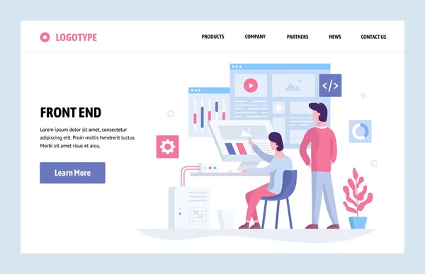 벡터 웹 사이트 선형 예술 디자인 서식 파일입니다. 프런트 엔드 개발 미래 대시보드를 사용 하 여 팀 및 데이터를 분석. 웹사이트 및 모바일 개발에 대 한 방문 페이지 개념입니다. 현대 평면 그림 — 스톡 벡터