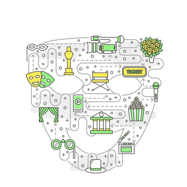 Тонкие векторные иконы театральной комедии Актёр Маска — стоковый вектор