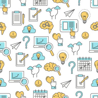 Dikişsiz desen planlama vektör ince hat sanatı