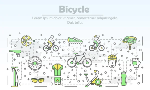 Plantilla de cartel de bicicleta de arte de línea delgada vectorial — Vector de stock
