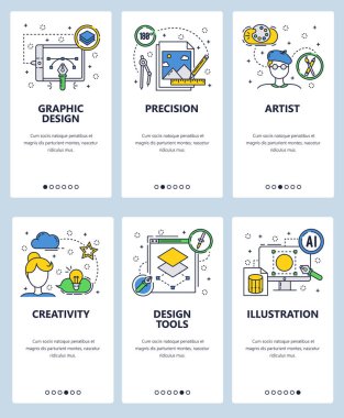 Vektör hat sanat web ve mobil uygulaması şablonu ayarla
