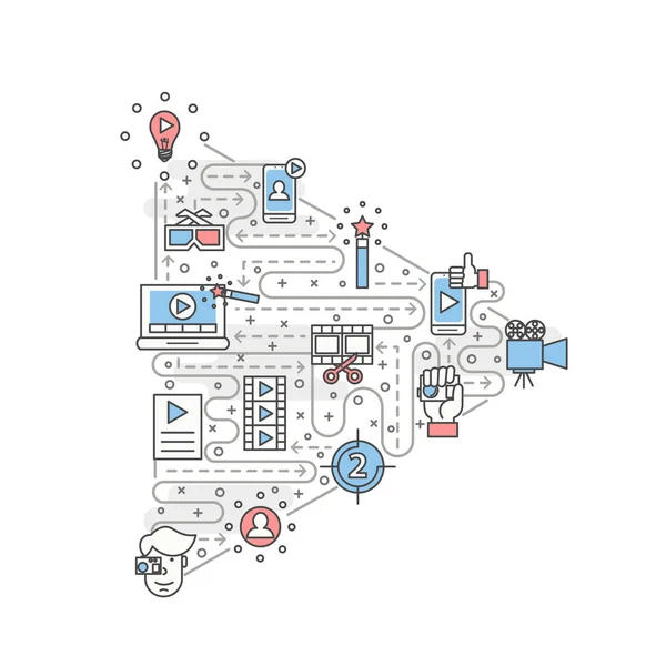 Векторний шаблон тонкої лінії художнього відео плаката — стоковий вектор