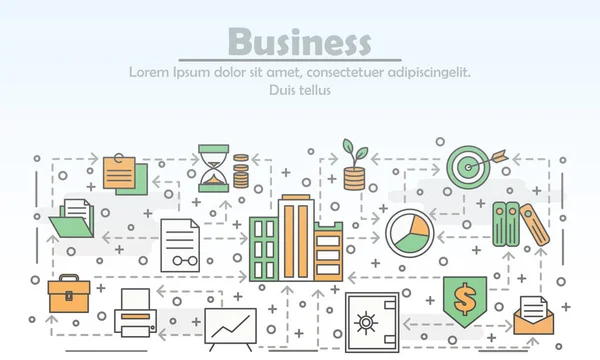 Vektor dünne Linie Kunst Business Poster Banner Vorlage — Stockvektor