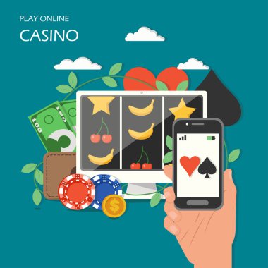 Online casino oyun kavramını vektör düz çizim