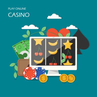 Online casino oyun kavramını vektör düz çizim