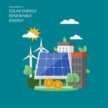 Güneş yenilenebilir enerji vektör çizim yatırım