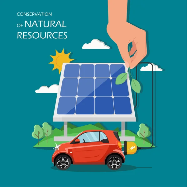 Conservation of natural resources vector flat illustration — Stock Vector