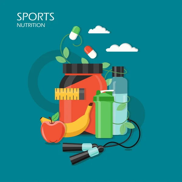 Illustration vectorielle de nutrition sportive en style plat — Image vectorielle