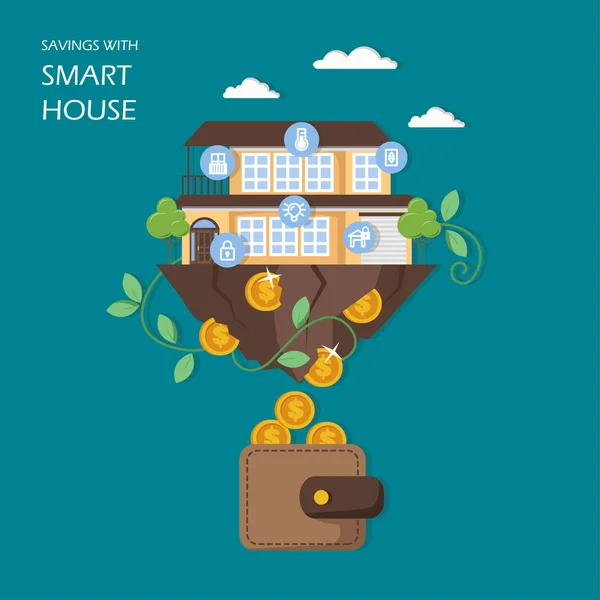 Sparen mit Smart House Vektor flat Illustration — Stockvektor