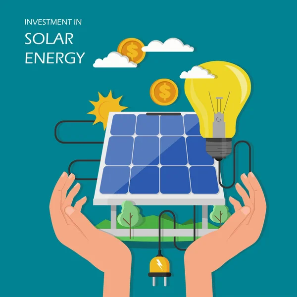 Investissement dans l'énergie solaire vecteur plat illustration — Image vectorielle