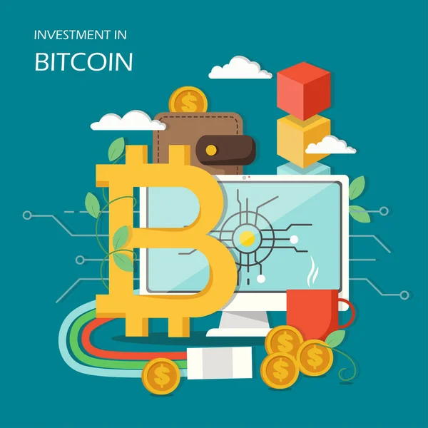 Bitcoin 概念ベクトル フラット図への投資 — ストックベクタ