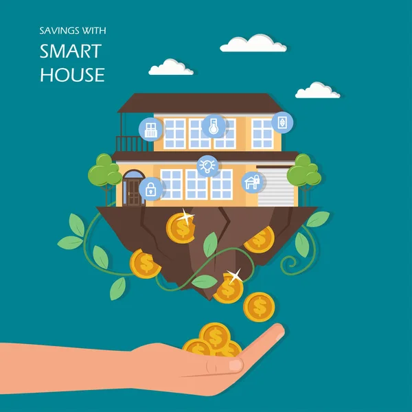 Sparen mit Smart House Vektor flat Illustration — Stockvektor