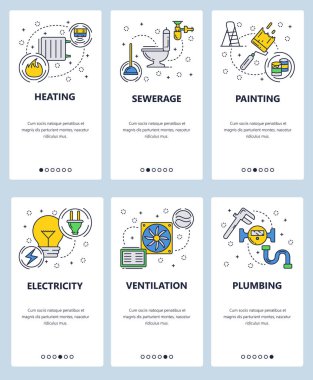 Vektör hat sanat web ve mobil uygulaması şablonu ayarla