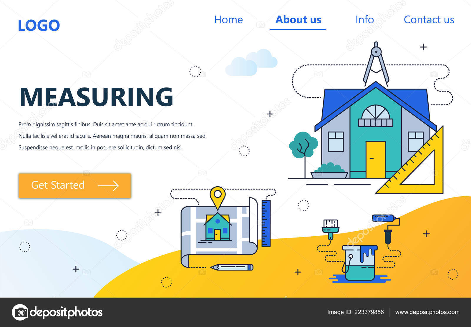 Vector Web Site Linear Art Design Template House