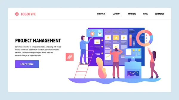 Vector web site design template. Agile project management and business teamwork. Landing page concepts for website and mobile development. Modern flat illustration. — Stock Vector