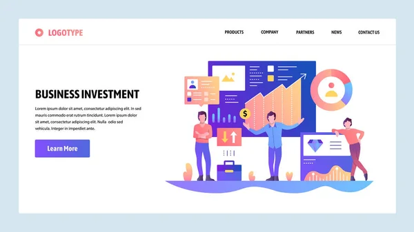 Ontwerpsjabloon voor vector-website. Financiën, zaken en geld investeringen. De landing pagina concepten voor de website en mobiele ontwikkeling. Modern vlakke afbeelding. — Stockvector